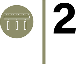 An icon representing a bridge, a vertical line, and number 2 are arranged in a row.
