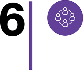 Number 6, a vertical line, and an icon representing a network are arranged in a row.